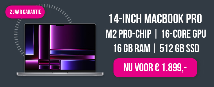 De MacBook Pro 14-inch M2 Pro (16GB / 512 GB SSD) - nu voor maar € 1.899,00